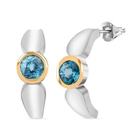 AA blaue Zirkon zweifarbige halbe Creolen - 1,63 ct.