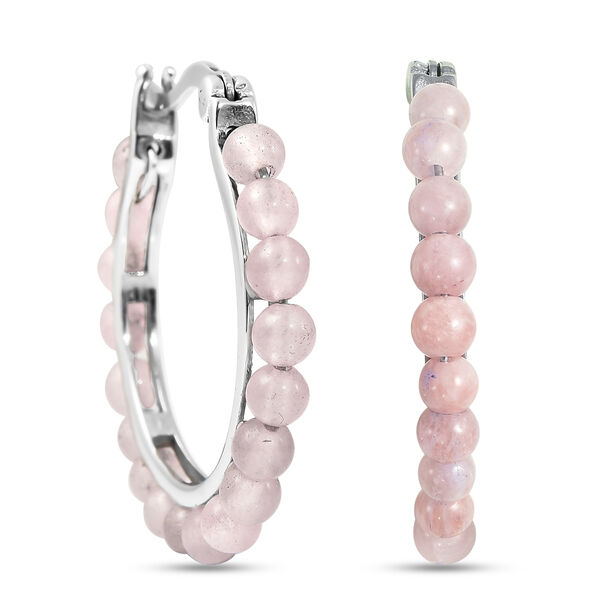 Rosenquarz-Creolen, Edelstahl ca. 3,50 ct