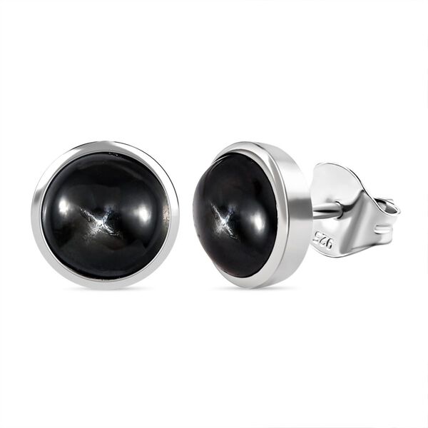 Schwarze Stern Diopsid-Ohrringe, 925 Silber platiniert ca. 5.51 ct