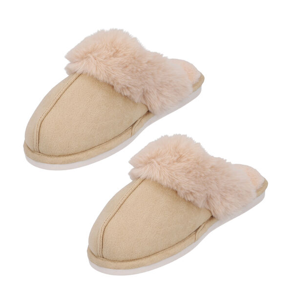 Superweiche Wildleder Kunstfell Hausschuhe, Gr&ouml;&szlig;e 36-37, Beige image number 3