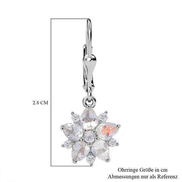 D joy AAA Premium Malagasy Regenbogen Mondstein Celestial Bloom Ohrringe, 925 Silber rhodiniert ca. 1,75 ct. image number 6