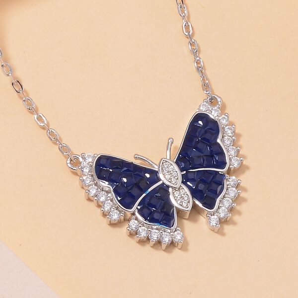 Blaue und weiße Zirkonia Halskette, 45cm image number 2