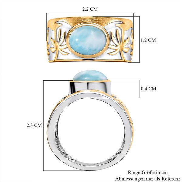 Zweifarbiger AA nat&uuml;rlicher gr&uuml;ner Larimar Ring - 2,42 ct. image number 7
