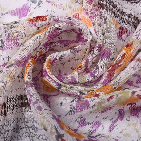 Bedruckter Schal mit Quasten, Violett image number 5