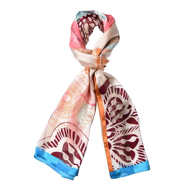 LA MAREY: Bedruckter Schal aus 100% Maulbeerseide, inkl. Geschenkbox, W&uuml;stenfarben image number 3