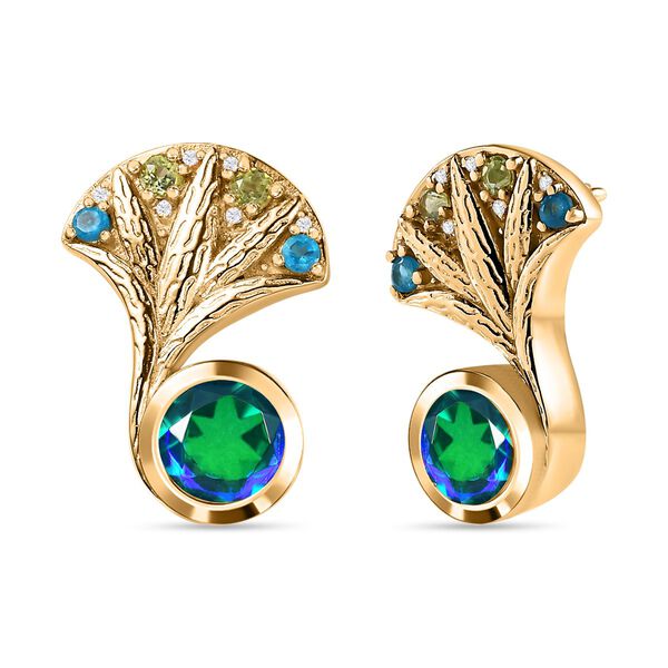 GP Italian Garden Kollektion - Pfau Triplett Quarz und Multi-Edelstein-Ohrringe - 3,62 ct.