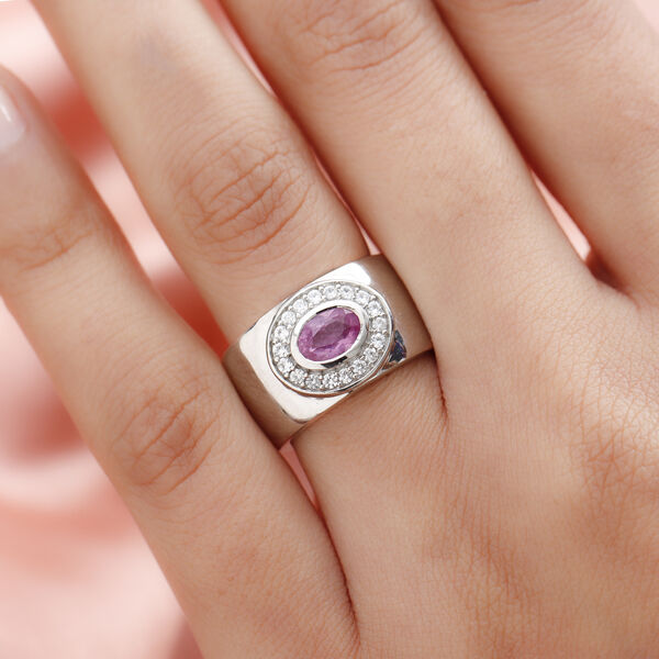 Premium Ilakaka Rosa Saphir und Zirkon Ring, 925 Silber platiniert, 1,43 ct. image number 3