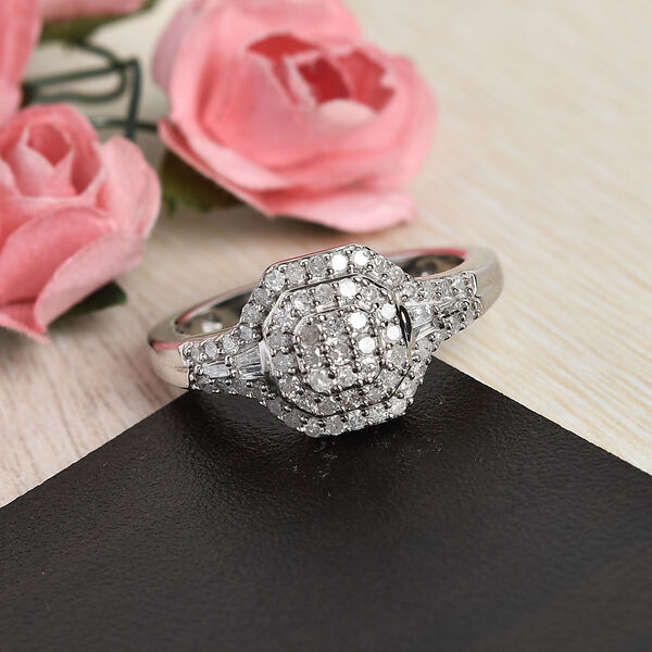 Diamant Cluster Ring 925 Silber Platin-&Uuml;berzug image number 2