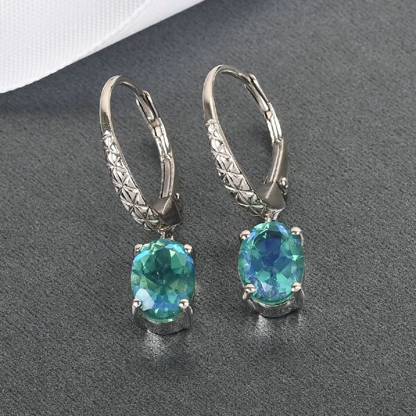 Pfau Triplett Quarz Ohrh&auml;nger 925 Silber Platin-&Uuml;berzug ca. 2,47 ct&nbsp; image number 2