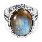 Labradorit Ring, Edelstahl, (Gr&ouml;&szlig;e 17.00) ca. 13.23 ct