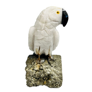 Gem Crystal Kollektion - Kakadu Figur, handgeschnitzt, 7 cm, Weiß - M, ca. 1000 cts.