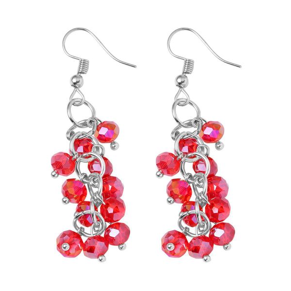 2er Set - Mehrreihige Rote Kristall Perlen Halskette und passende Ohrringe image number 2