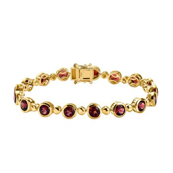 Nat&uuml;rliches Mosambik Granat Armband, ca. 20 cm 925 Silber vergoldet ca. 17,10 ct