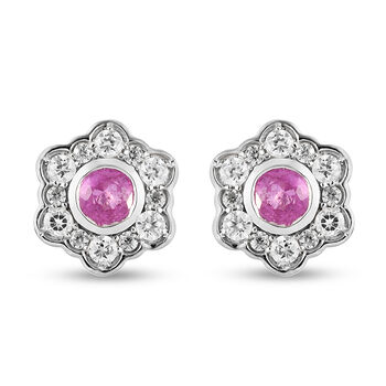 Premium Ilakaka Rosa Saphir und Zirkon Ohrstecker 925 Silber platiniert (Fissure gef&uuml;llt) ca. 2,93 ct