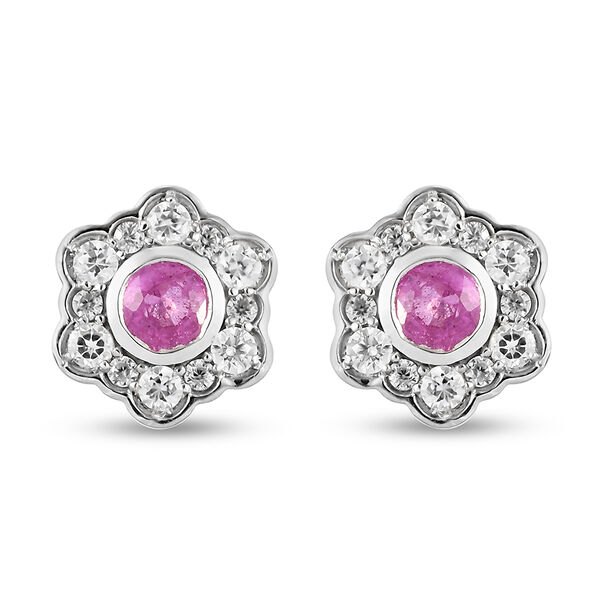 Premium Ilakaka Rosa Saphir und Zirkon Ohrstecker 925 Silber platiniert (Fissure gef&uuml;llt) ca. 2,93 ct