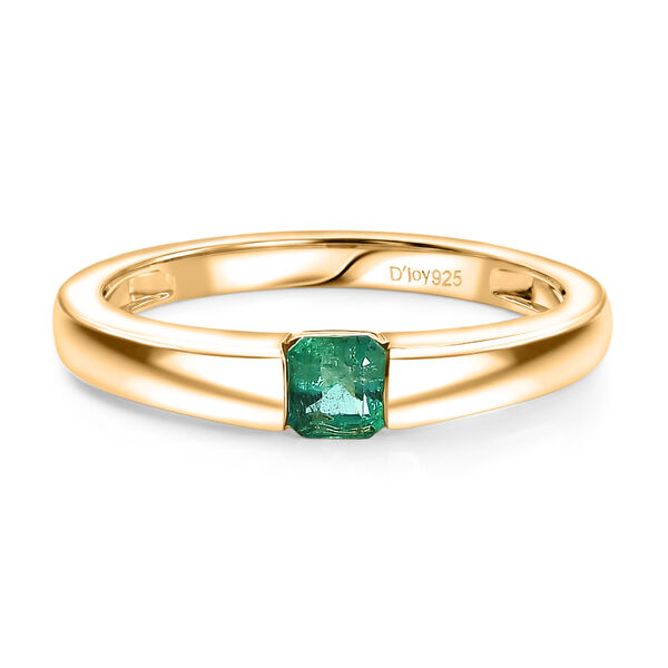 D'Joy AAA Kagem Sambischer Smaragd Ring 925 Silber 750 Vergoldet (Gr&ouml;&szlig;e 17.00) (10-15 Werktage Lieferzeit) ca. 0.32 ct