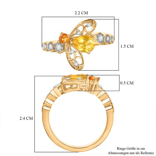 Kanarischer Opal, Feueropal Ring 925 Silber 750 Gelbgold Vermeil (Größe 17.00) ca. 0,68 ct image number 9