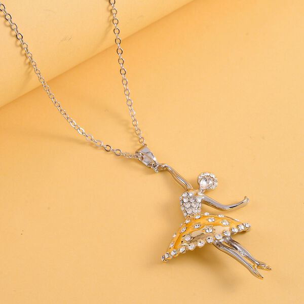 Wei&szlig;er Kristall-Ballerina-Anh&auml;nger mit Kette - 1,50 ct. image number 3