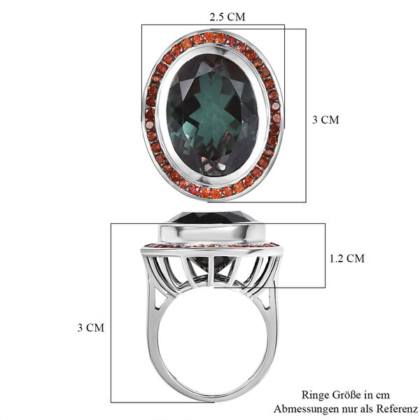 Farbwechsel-Alexandrit-Quarz-Triplette, Roter Granat Ring 925 Silber rhodiniert (Größe 20.00) ca. 18.47 ct image number 6