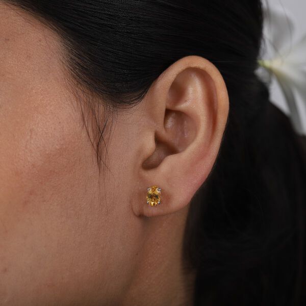 Citrin Ohrstecker 925 Silber platiniert ca. 1,50 ct image number 2