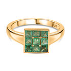 Kagem Sambischer Smaragd Ring 925 Silber 750 Gelbgold Vermeil (Größe 19.00) ca. 0,88 ct