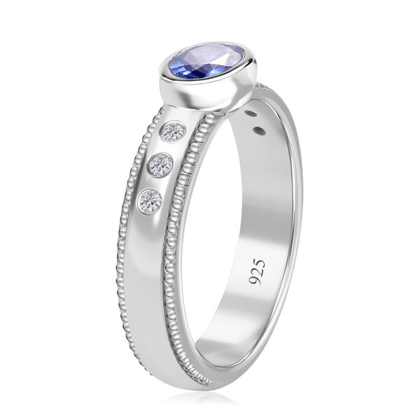 Tansanit und Zirkon Ring 925 Silber Platin-&Uuml;berzug image number 5