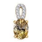 Natürlicher goldener Tansanit, Weißer Zirkon Anhänger 925 Silber 750 Gelbgold Vermeil ca. 0.88 ct