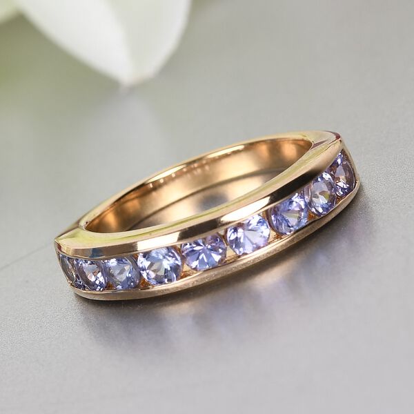 AA Tansanit Band Ring 925 Silber Gelbgold Vermeil image number 2