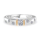 LUXURIANT DIAMOND - Lab Grown Diamant SI-GH SGL zertifiziert Ring 925 Silber Rhodiniert und 750 Gelbgold Vermeil (Größe 17.00) ca. 0.50 ct