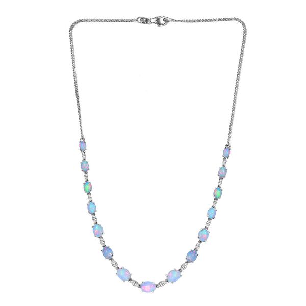 Nat&uuml;rliche, &auml;thiopische Welo Opal und wei&szlig;e Topas-Halskette, 45 cm - 14,25 ct. image number 4