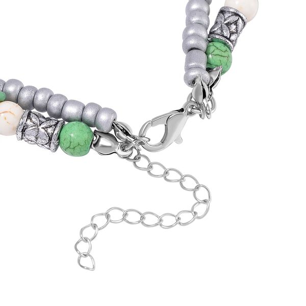 2er Set - Wei&szlig;er Howlit, Gr&uuml;ner Howlit Schmuck Zubeh&ouml;r ca. 23 cm Antik-silber-Plattierung ca. 60.35 ct image number 5