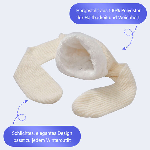 2 in 1: Gestrickte Schalmütze, weiß image number 3