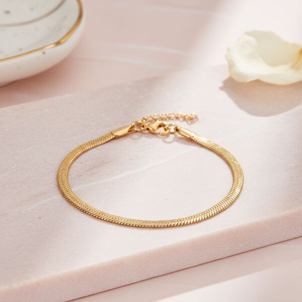 2er-Set Armbänder, Edelstahl, Bambus-Design und Schlangenarmband-Optik, Goldfarben, ca. 19 cm image number 2