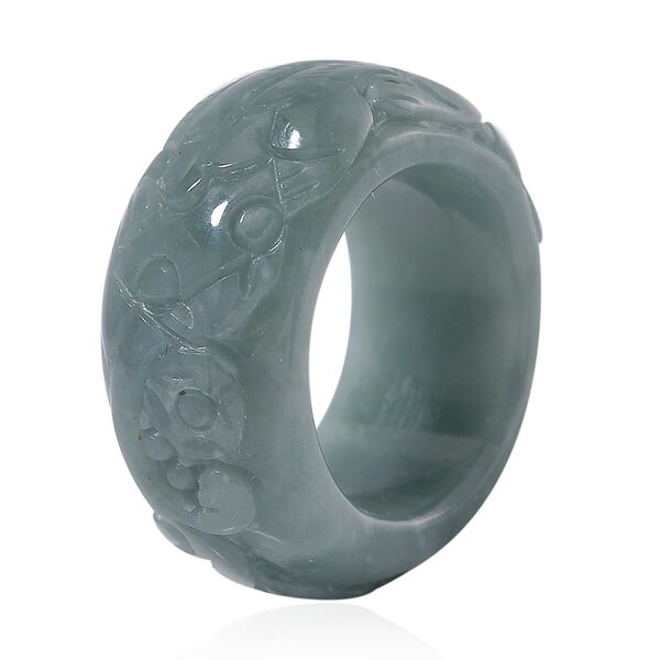 Nat&uuml;rlicher, geschnitzter Jade Ring - 60 ct. image number 2