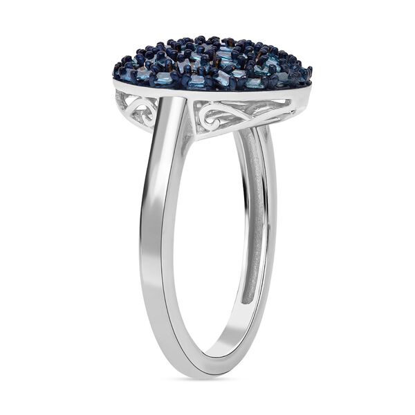 Blauer Diamant Ring, 925 Silber platiniert (Größe 16.00) ca. 0.50 ct image number 4