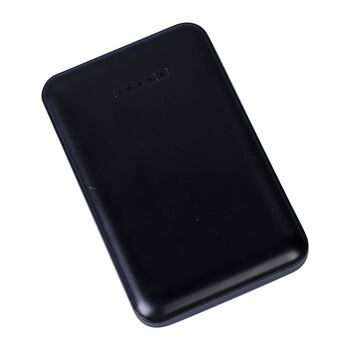 Kabellose Powerbank 5000 mAh, Gr&ouml;&szlig;e 10x6,3x1,7 cm, Schwarz