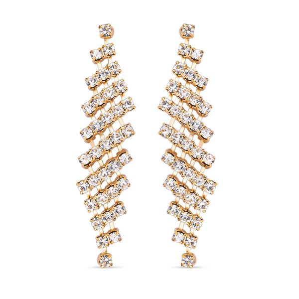 Weiße Kristall-Halskette und Ohrringe in Goldton - 12 ct. image number 6