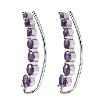 Afrikanischer Amethyst Climber Ohrringe in Silber 2,50 Ct