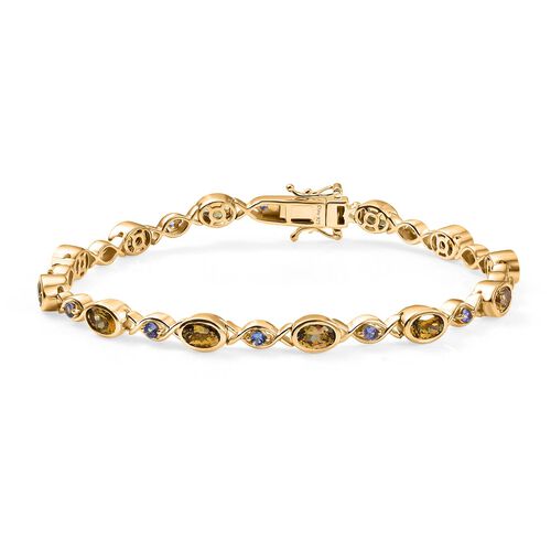 D Joy Natürlicher goldener Tansanit, Tansanit Armband ca. 20 cm 925 Silber 750 Gelbgold Vermeil (10-15 Werktage Lieferzeit) ca. 5.73 ct image number 0