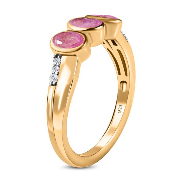 Ilakaka Rosa Saphir (Fissure gef&uuml;llt), wei&szlig;er Zirkon Ring, 925 Silber vergoldet (Gr&ouml;&szlig;e 18.00) ca. 1.08 ct image number 4