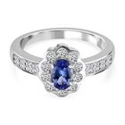AA Tansanit Ring 925 Silber platiniert (Größe 20.00) ca. 0,88 ct