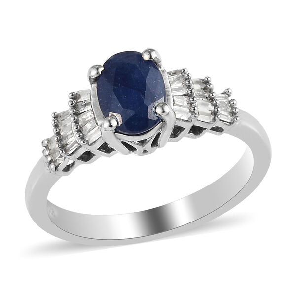 Masoala Saphir und Diamant Ring, 925 Silber platiniert, ca. 1,35 ct. image number 4