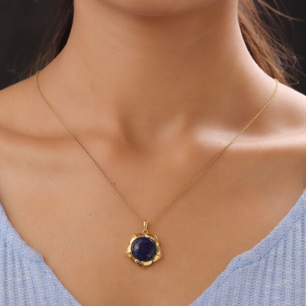 Lapislazuli-Anhänger, Ionenbeschichtetes Messing, 750 Gelbgold vergoldet ca. 10,16 ct image number 3