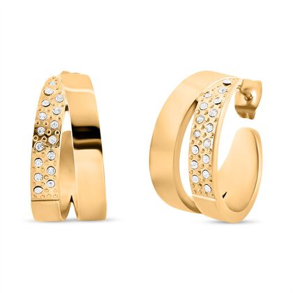 Wei&szlig;er Zirkonia Ohrringe Reiner Edelstahl, goldfarben