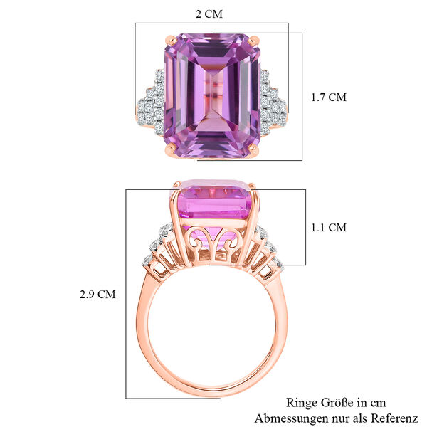 LUXORO AAA Patroke Kunzit, Wei&szlig;er Diamant Ring 585 Rosa Gold (Gr&ouml;&szlig;e 18.00) ca. 14.87 ct image number 6