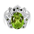 GP Trionfo Kollektion - Chartreuse Quarz, Schwarzer Spinell Ring 925 Silber rhodiniert (Größe 20.00) ca. 6.73 ct
