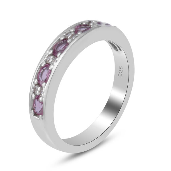 Rosa Saphir und Zirkon Half Eternity Band Ring 925 Silber Platin-Überzug image number 3