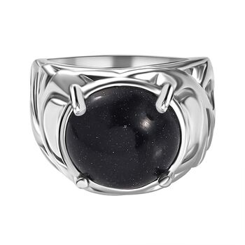 Blauer Sandstein Ring Messing (Gr&ouml;&szlig;e 17.00) ca. 9,61 ct