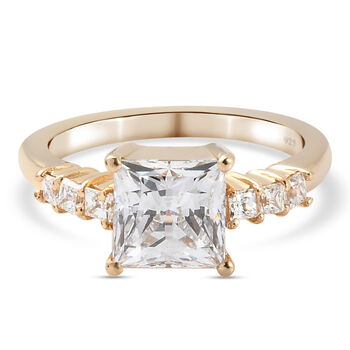 LUSTRO STELLA - feinster Zirkonia-Ring, 925 Silber vergoldet (Gr&ouml;&szlig;e 20.00)