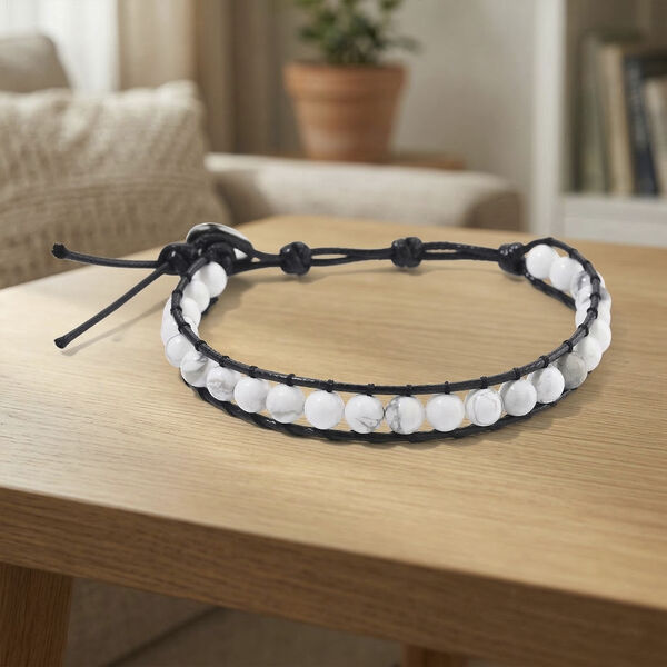 Flexibles wei&szlig;es Howlith Armband - 35 ct. image number 2